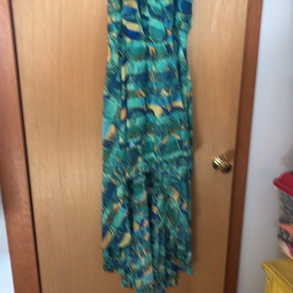 Mark. High low dress abstract sleeveless blouse ruffle sz lg - Picture 7 of 7